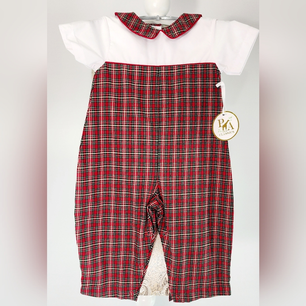 Petit Ami plaid Christmas romper - Picture 1 of 5